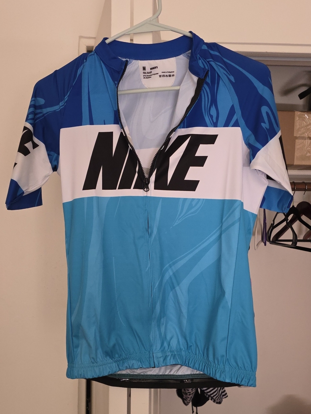 Nike Blue & White Performance Cycling Jersey